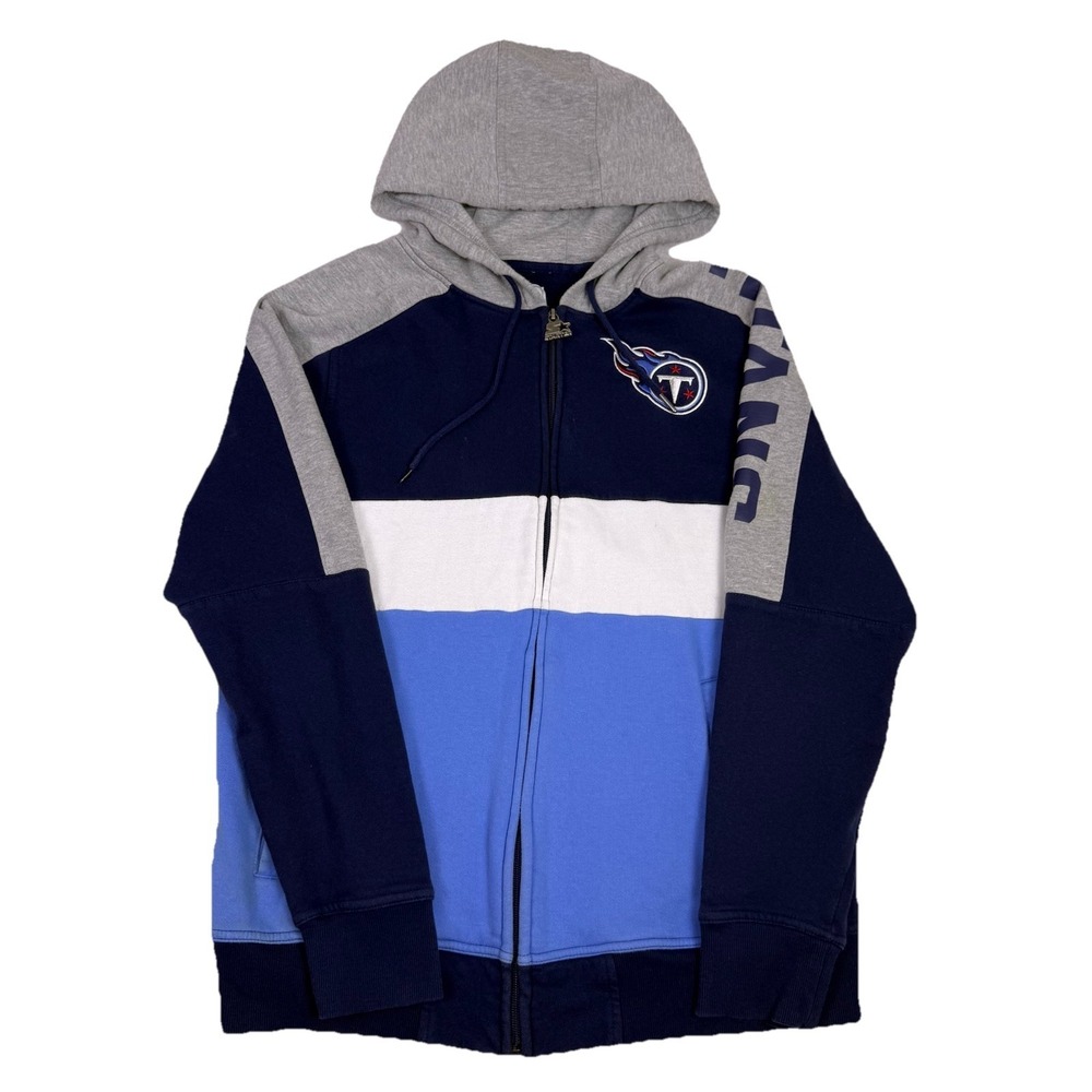 Starter Tennessee Titans NFL Zip Up Hoodie Mens Large Navy Grey Colorblock Logo